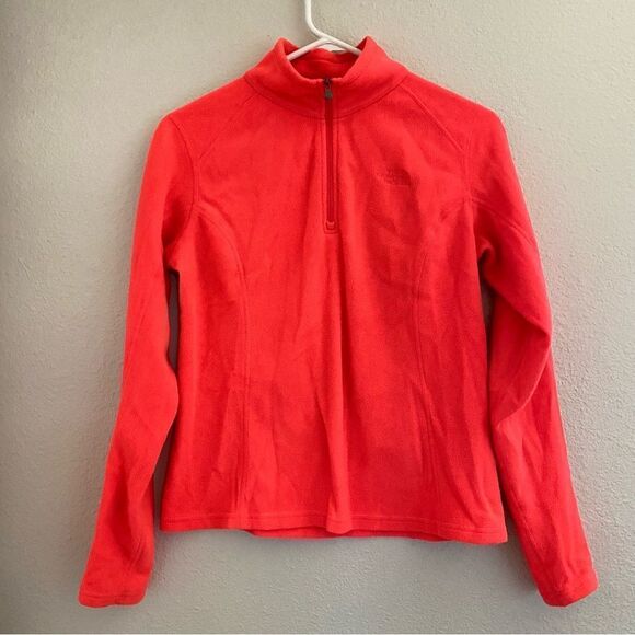 The North Face Quarter-zip fleece pullover Jacket hot neon pink/coral -Small - Picture 1 of 9